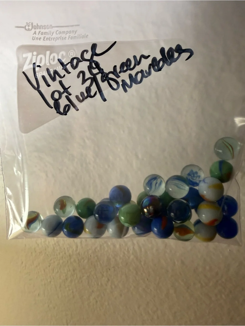 Vintage set of marbles blue / green 34 ps